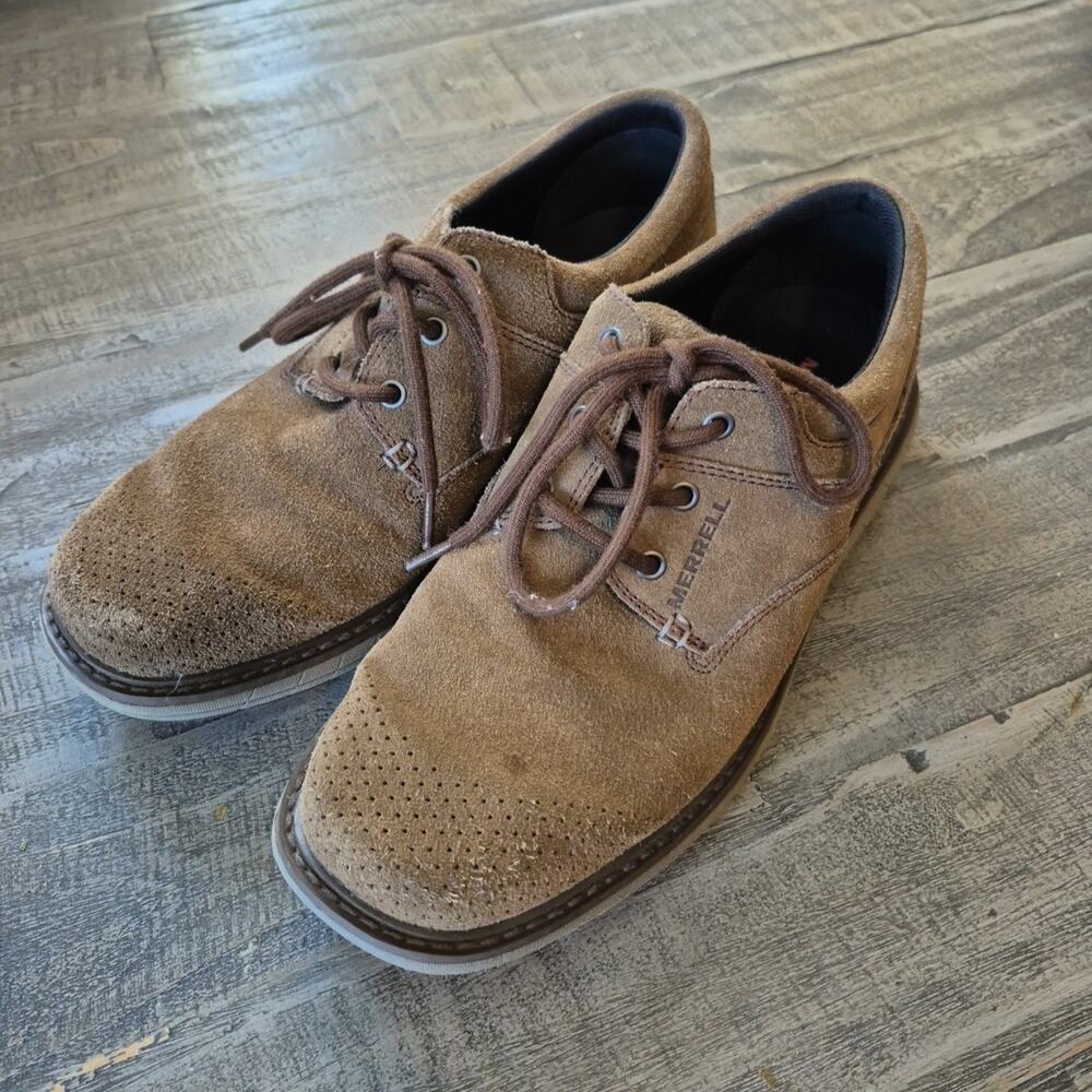 Merrell Shoes World Vue Lace-Up Oxfords Mens 8 Brown Black Slate Leather J94379
